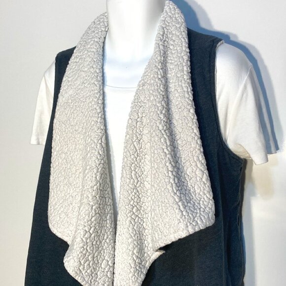 Mossimo SZ L REVERSIBLE Gray sweatshirt or sherpa waterfall vest vintage - Picture 3 of 9